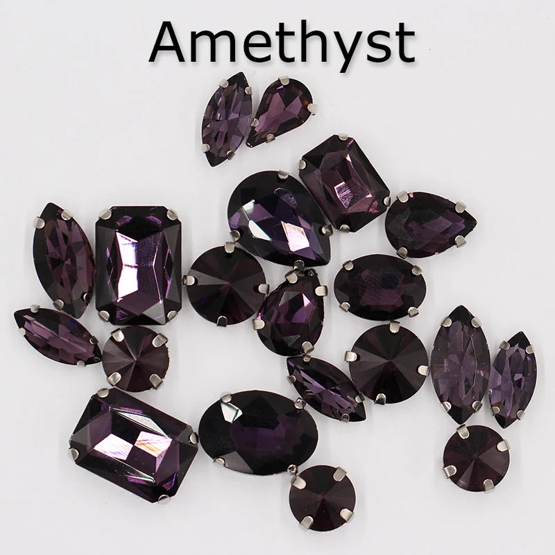 Hot Sell Crystal Buckle Droplet Sew on Rhinestone With Claw for DIY Jewelry Hair Clips Wedding Dess
