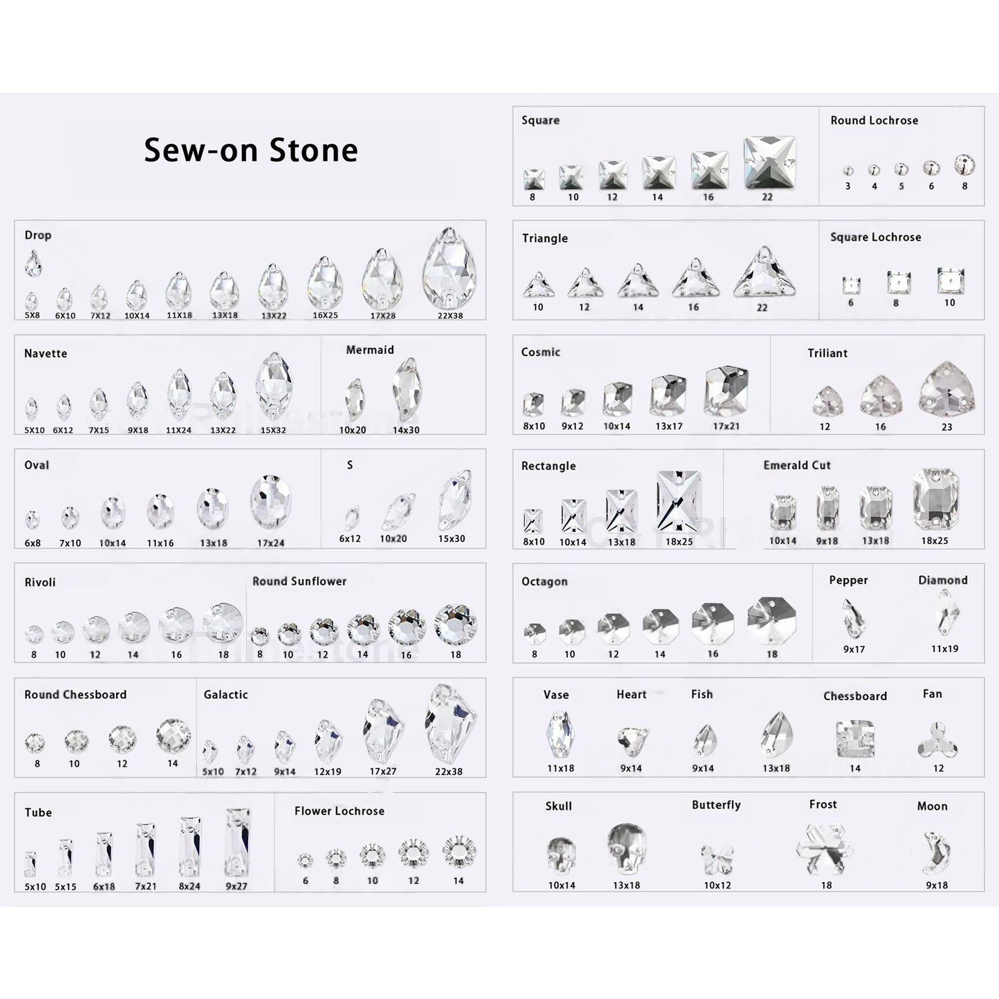 Different Size Multi Shape Top Quality Flat Back Round Sew-on Glass Crystal Rhinestones for Garment