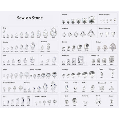 Different Size Multi Shape Top Quality Flat Back Round Sew-on Glass Crystal Rhinestones for Garment