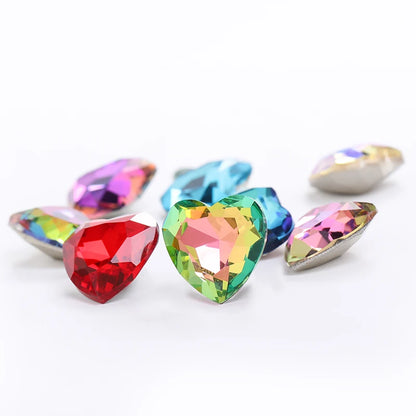 Acmore Crystal High Quality K9 Glass 8-27mm Heart Shape Point Back DIY Decoration Accessories Press on Nail Art Supplies Rhinestones