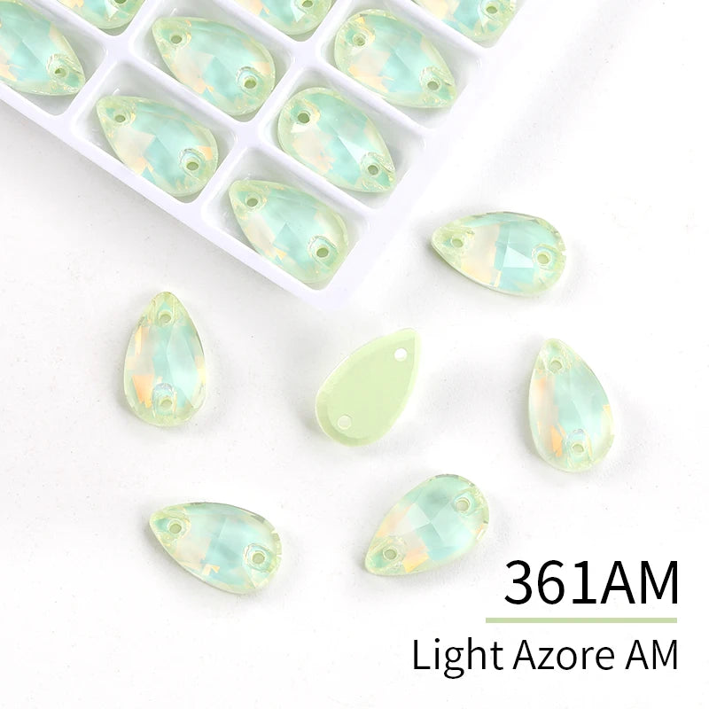Acmore Crystal Drop Shape New  Color Series Crystal Flatback Sew on Rhinestone for Garment Shoes Bag Decoration