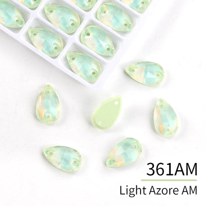 Acmore Crystal Drop Shape New  Color Series Crystal Flatback Sew on Rhinestone for Garment Shoes Bag Decoration