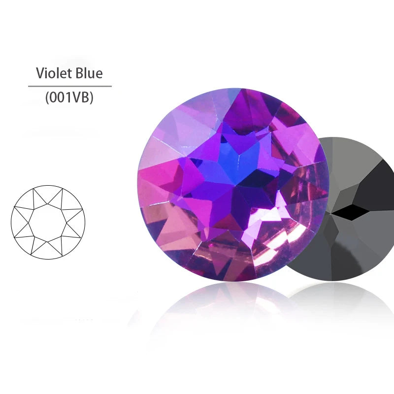 Acmore Crystal Gemstone Flower Round K9 Glass Rhinestones Crystal Pointback Glue on Clothing Making Nail Art Garment Crafts Jewelry
