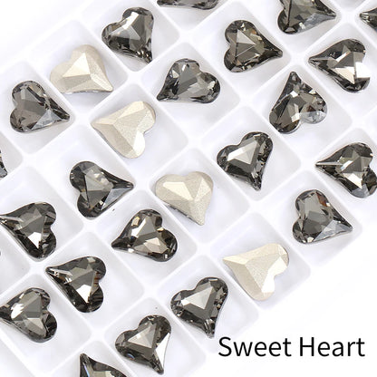 Acmore Crystal Hot Sale Black Diamond Series Crystal Stone Pointback Rhinestones Loose Glue on for Nails Clothes Decoration