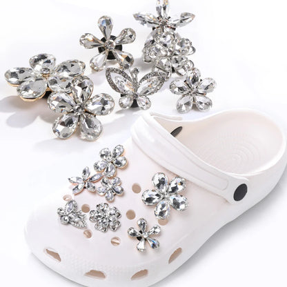Acmore Crystal Alloy Flower Series 7 Styles High Quality Sew on Crystal Stone DIY Accessories for Summer Beach Hole Shoes Rhinestones