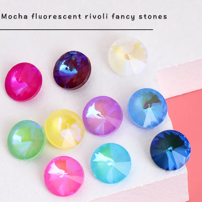 Acmore Crystal10mm/12mm Wholesale Different Colors Shapes Mocha Rivoli Crystal Rhinestones Glass Fancy Stones for Jewelry Set