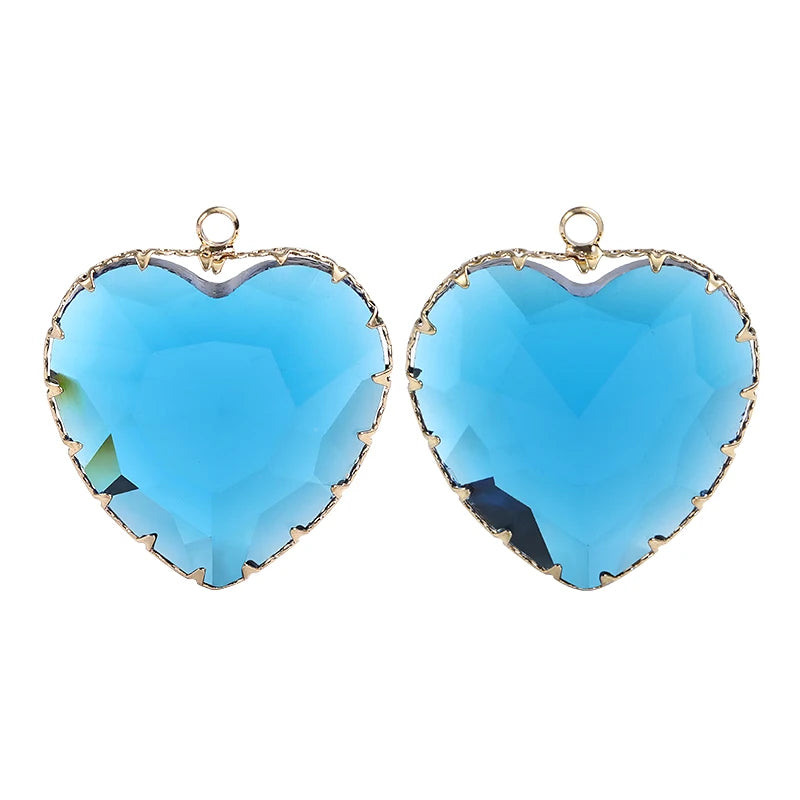 Acmore Crystal Peach Heart Transparent Crystal Glass Pendant with Claw Inlaid Rhinestone Pendant  Accessories for Earrings & Necklace