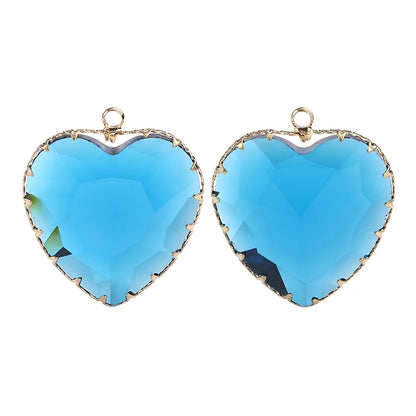 Acmore Crystal Peach Heart Transparent Crystal Glass Pendant with Claw Inlaid Rhinestone Pendant  Accessories for Earrings & Necklace