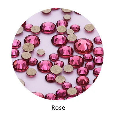 Acmore Crystal Gold Flat Back Round 40 Colors SS3-SS20 Mixed 3d Crystal ab Press on Nail Art Supplies Rhinestone Accessories