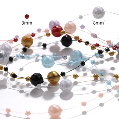Acmore Crystal High Quality Colorful 8+3MM  Faux Pearl Beads  Roll Strand Artificial Pearl Bead Chain for Wedding Party Decoration