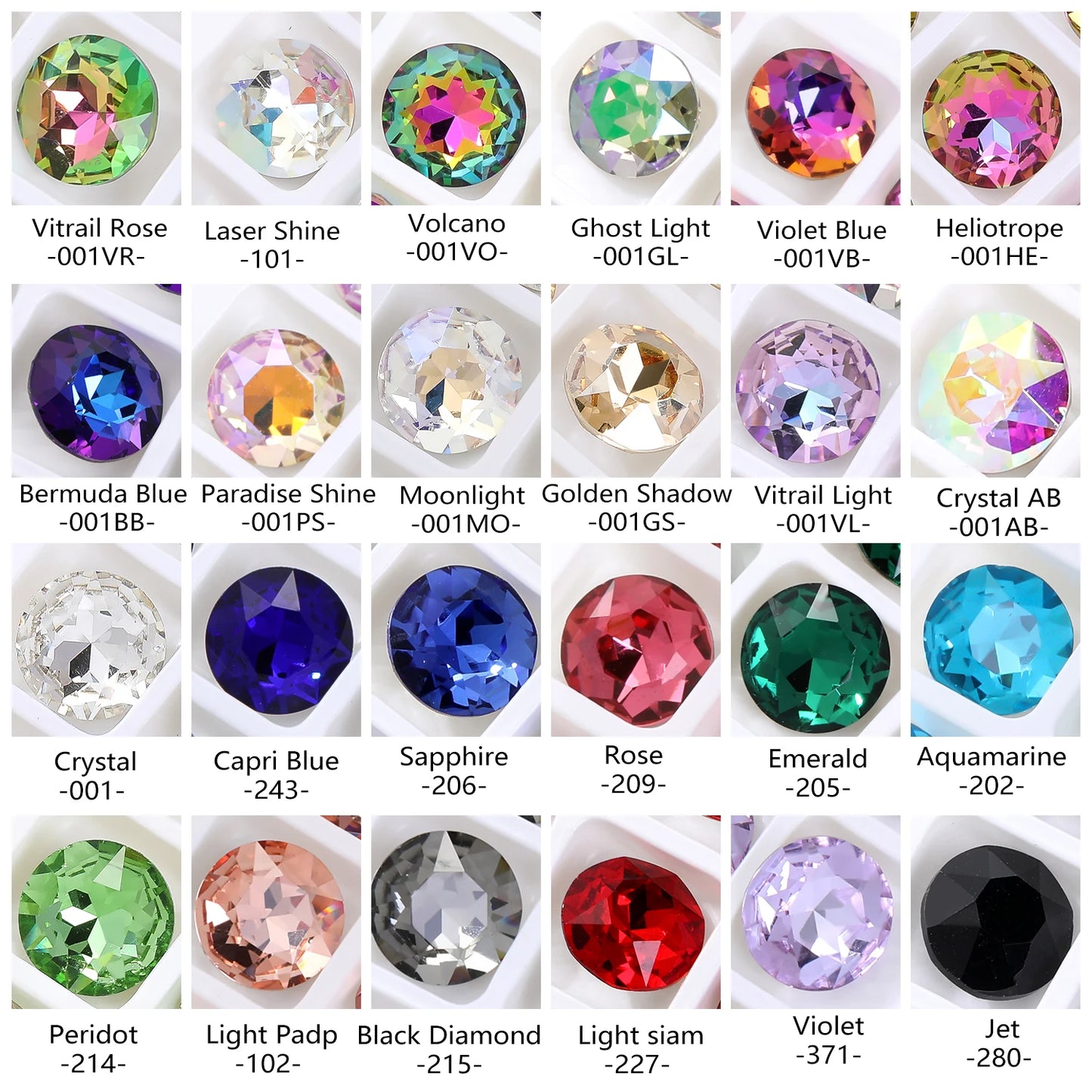 Acmore Crystal Gemstone Flower Round K9 Glass Rhinestones Crystal Pointback Glue on Clothing Making Nail Art Garment Crafts Jewelry