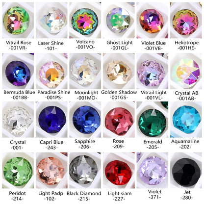 Acmore Crystal Gemstone Flower Round K9 Glass Rhinestones Crystal Pointback Glue on Clothing Making Nail Art Garment Crafts Jewelry