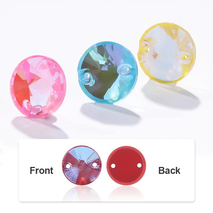 Acmore Crystal New MI Series Rivoli Shaped Round High Quality 3d K9 Glass Sew on Crystal Stones Rhinestone DIY Accessories