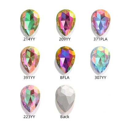 Acmore Crystal New Arrival  Shadow Series Tear Drop Shape Piont Back High Quality Rhinestones Glass Crystal Stone for Nail Art