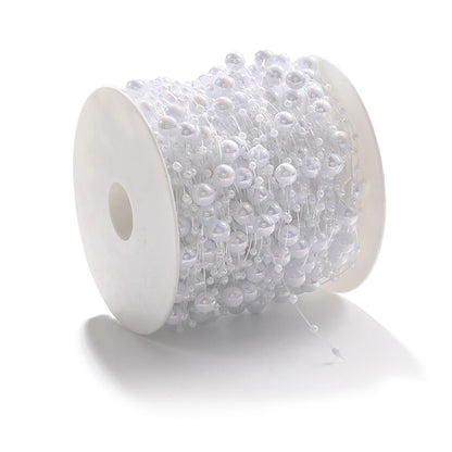 Acmore Crystal High Quality Colorful 8+3MM  Faux Pearl Beads  Roll Strand Artificial Pearl Bead Chain for Wedding Party Decoration