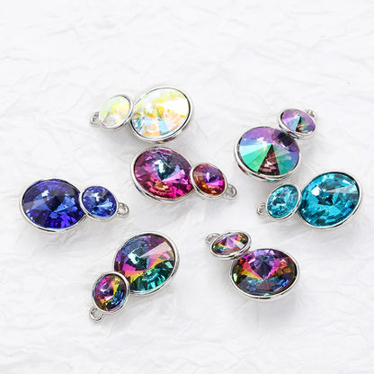 Acmore Crystal Double Rivoli Shaped Fancy Shiny 16 Colors Crystal Stones K9 Glass Alloy Back Pendant Necklace for DIY Earring Charms