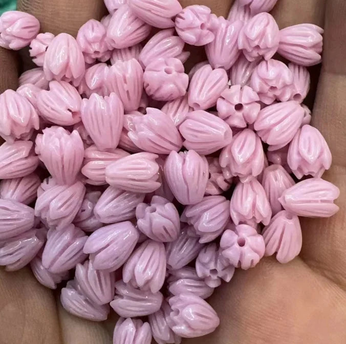 Acmore Crystal 9*6mm Hawaii Resin Jasmine Flower Beads for Jewelry Making Lavender Lilac Pikake Flower Acrylic Charms