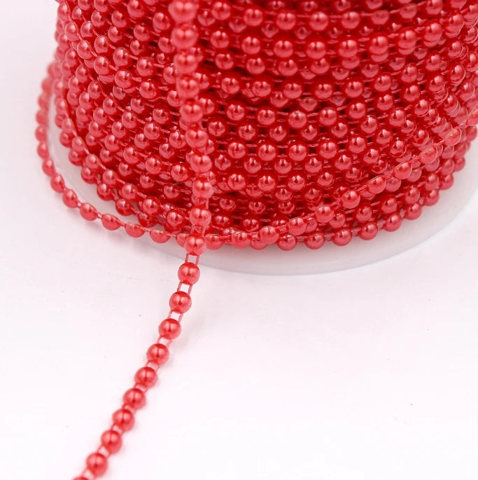 Acmore Crystal  4mm Craft Imitation Pearl Beads Cotton Line Chain for DIY Wedding Party Decoration Party Jewelry Findings Accessories