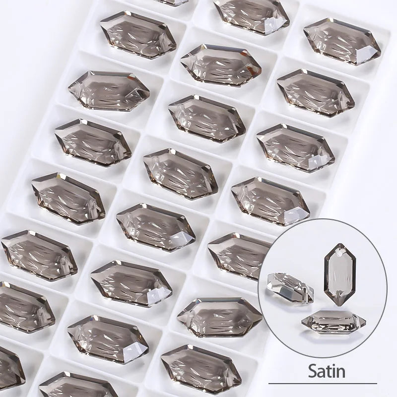 Acmore Crystal Relief Series Long Rhombus Glitter Custom DIY K9 Crystal Bead Jewelry Pendants for Necklace Earring Brooch Women