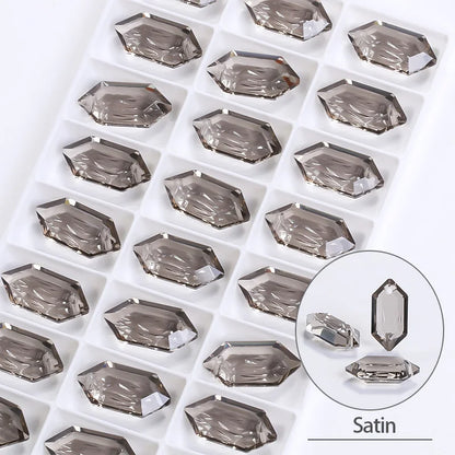 Acmore Crystal Relief Series Long Rhombus Glitter Custom DIY K9 Crystal Bead Jewelry Pendants for Necklace Earring Brooch Women