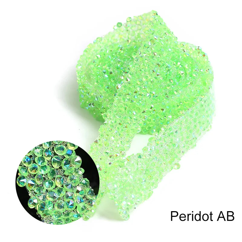 Acmore Crystal Wholesale 1.2cm Width Jelly Resin Strips Non Hotfix Stones Self-Adhevise Rhinestone Trim Sticker for DIY Tumbler
