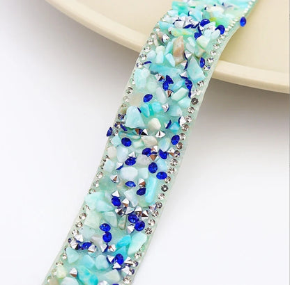 Acmore Crystal  Hot-Fix Gravel Tape 2cm Wide Rhinestone Chain Stone Cake Ribbon Trimming Wedding Decoration Sewing Accessories