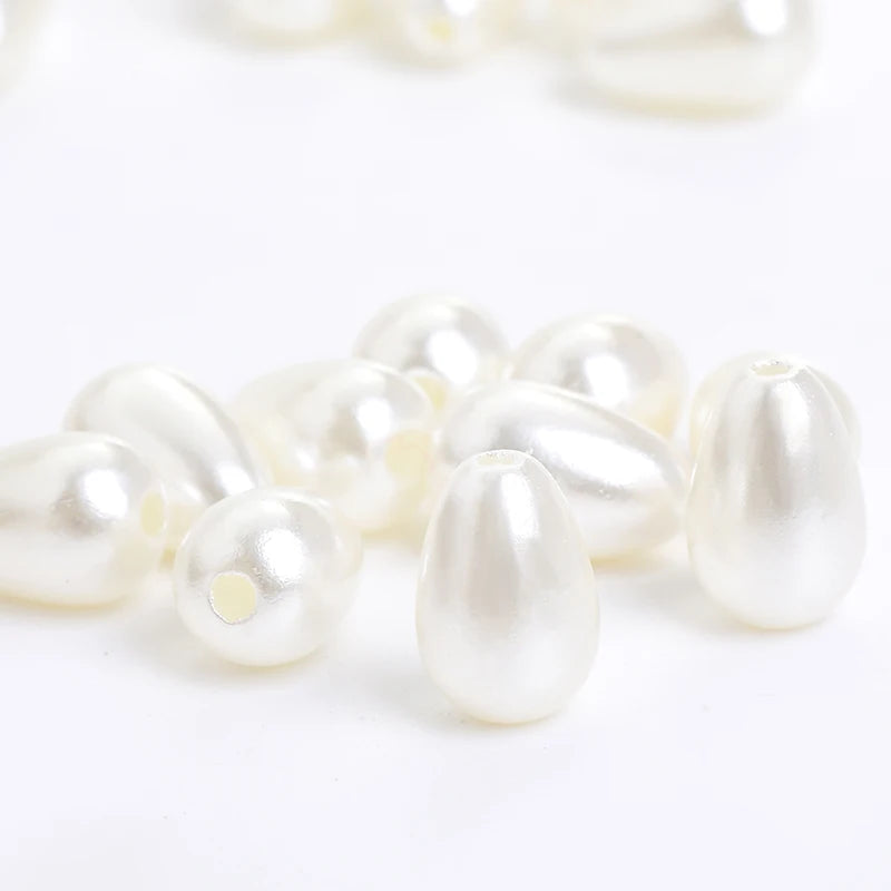 Acmore Crystal Oval Drop Shaped ABS Pearling Loose Pearls Beads DIY for Necklace Earring Bracelet Hair Clips Accessories Garment