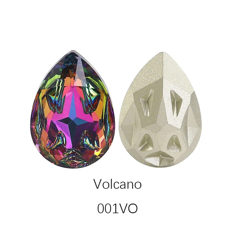 Acmore Crystal New Design Star Meteorite K9 Glss Drop Shape Pointback Crystal Beads Fancy Rhinestones for Bracelete Making Shoes Accessories