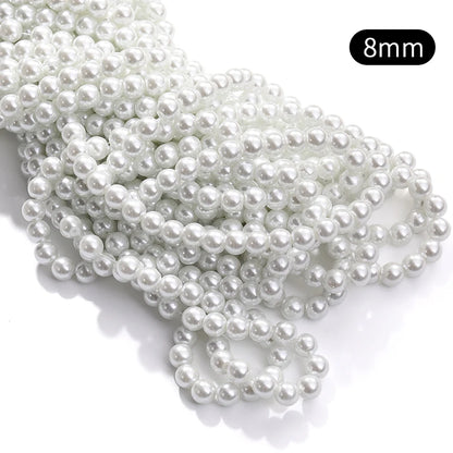 Acmore Crystal 3mm/4mm/6mm/8mm White Glass Imitation Pearl Beads with Hole ABS Loose Beads for Jewelry Making  Decoration Accessories