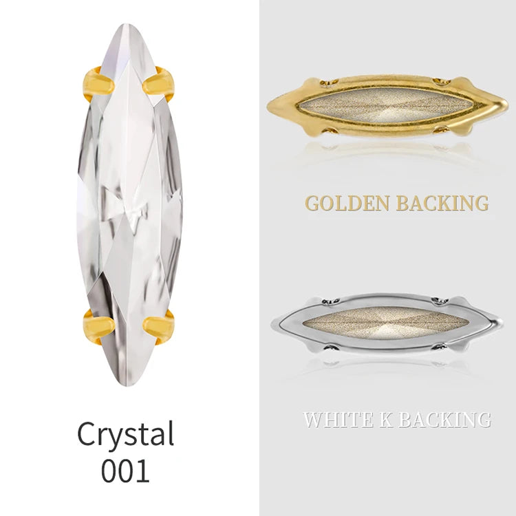 20 Colors Rhinestones Claw Settings Sew on Stones Crystal Rhinestones Gold Navette Claw Stones Navette Claw Stones