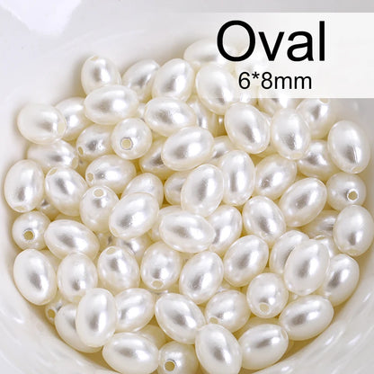 Acmore Crystal Oval Drop Shaped ABS Pearling Loose Pearls Beads DIY for Necklace Earring Bracelet Hair Clips Accessories Garment