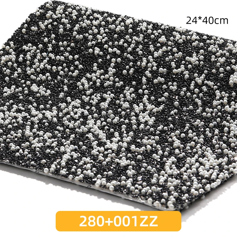 Acmore Crystal 24*40CM Pearl Mesh Trimming Net Colorful Resin Best Rhinestone DIY Purse Applique  for Wedding & Dress
