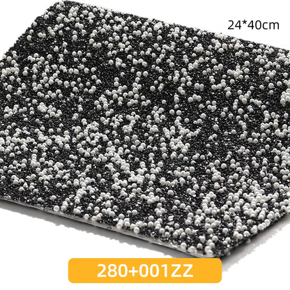 Acmore Crystal 24*40CM Pearl Mesh Trimming Net Colorful Resin Best Rhinestone DIY Purse Applique  for Wedding & Dress