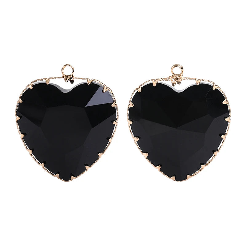 Acmore Crystal Peach Heart Transparent Crystal Glass Pendant with Claw Inlaid Rhinestone Pendant  Accessories for Earrings & Necklace