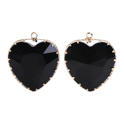 Acmore Crystal Peach Heart Transparent Crystal Glass Pendant with Claw Inlaid Rhinestone Pendant  Accessories for Earrings & Necklace