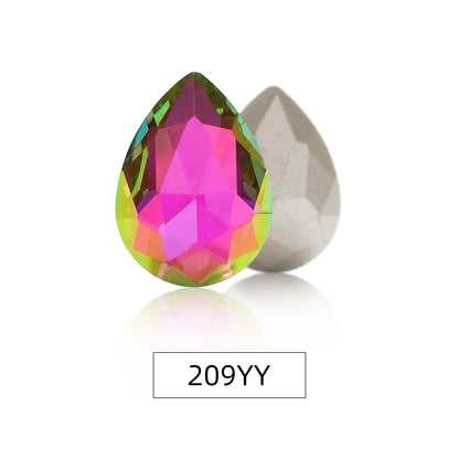Acmore Crystal New Arrival  Shadow Series Tear Drop Shape Piont Back High Quality Rhinestones Glass Crystal Stone for Nail Art