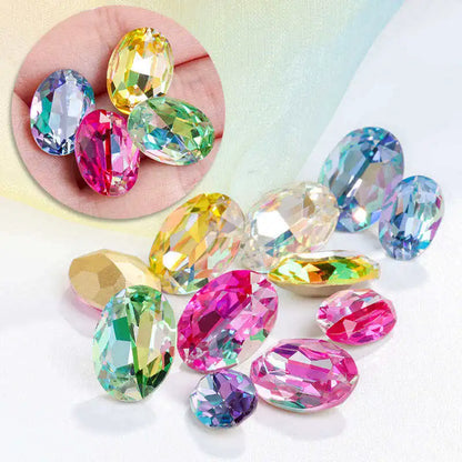 Acmore Crystal K9 Fancy Stone Rhinestones  MI MK LS Series Oval Point Back Shapes Glass Crystal Stone Women Clothes Shoes Bags