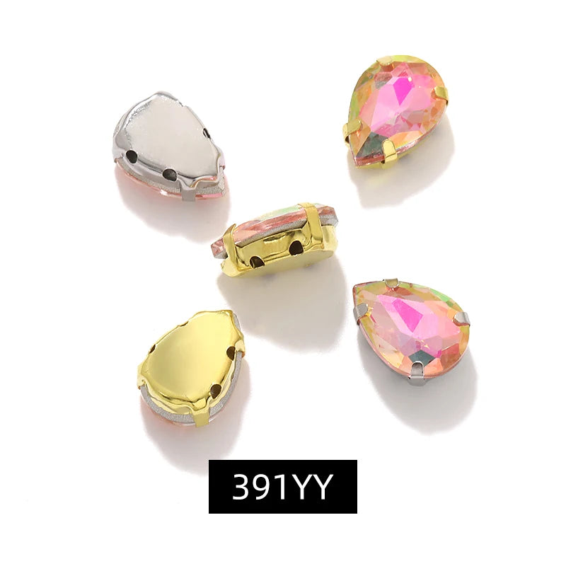 Acmore Crystal  Shadow  Series Piont Back Rhinestone With Claw Four Corners of Water Droplets Stone for Garment