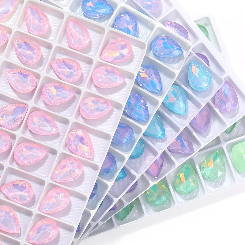 Acmore Crystal Wholesale Piont Back Crystals Rhinestones Drop Shape Bling Loose Strass Nail Art Garment Decoration
