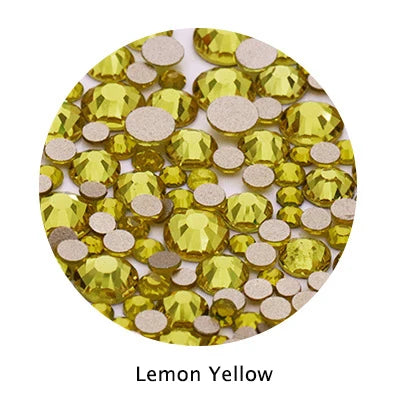 Acmore Crystal Gold Flat Back Round 40 Colors SS3-SS20 Mixed 3d Crystal ab Press on Nail Art Supplies Rhinestone Accessories