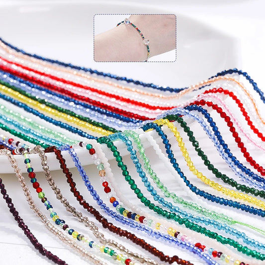 Acmore Crystal 1mm 20 Colors Loose Crystal Stones Jewelry Making Crafts Waist Necklace Earring Flat Beads DIY Deco Accessories