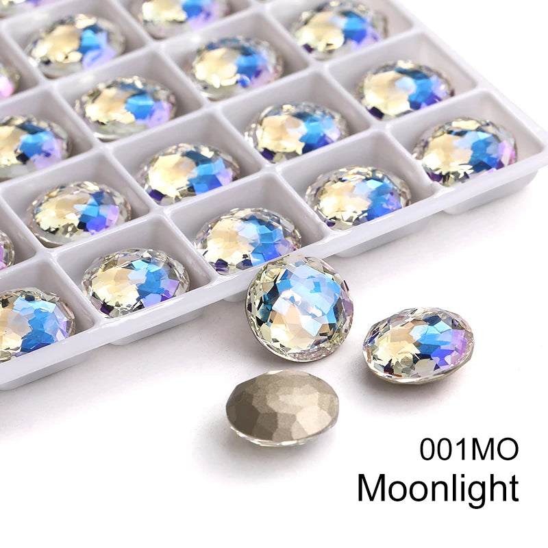 Acmore Crystal High Quality K9  Crystal Glass 12mm Mandala Round Pointback  Rhinestones  for Decoration DIY Accessories