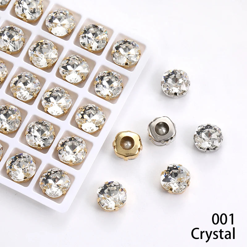 Acmore Crystal High Quality Cushion Shape Crystal Glass Sew on Copper Claw Rhinestones for Clothes Bags Sewing Accessories