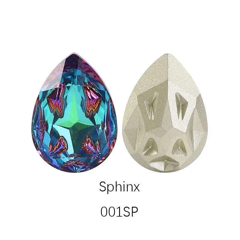 Acmore Crystal New Design Star Meteorite K9 Glss Drop Shape Pointback Crystal Beads Fancy Rhinestones for Bracelete Making Shoes Accessories