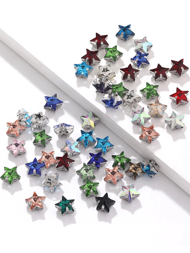 Hot Selling Acmore Crystal 10mm Star Pointback Glass Claw Drill Shiny Rhinestones Charms DIY Accessories for Dress & Clothing