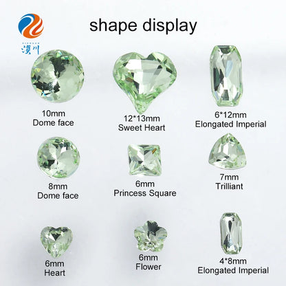 Acmore Crystal Design Chrysolite Series K9 Glass Various Shapes Rhinestone Loose Jewelry for Nail Art Rhinestones Fancy Decoration