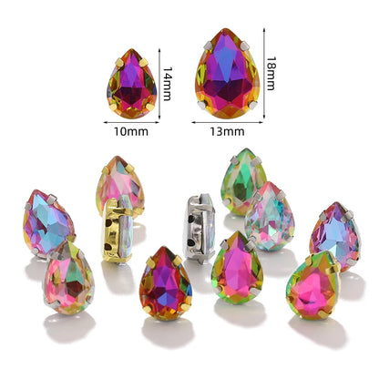 Acmore Crystal  Shadow  Series Piont Back Rhinestone With Claw Four Corners of Water Droplets Stone for Garment
