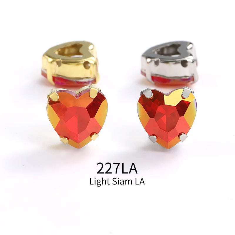Acmore Crystal High Quality Heart  LA Series Glass  Copper Claw Fancy Rhinestones for Sewing Accessories Jewelry Making