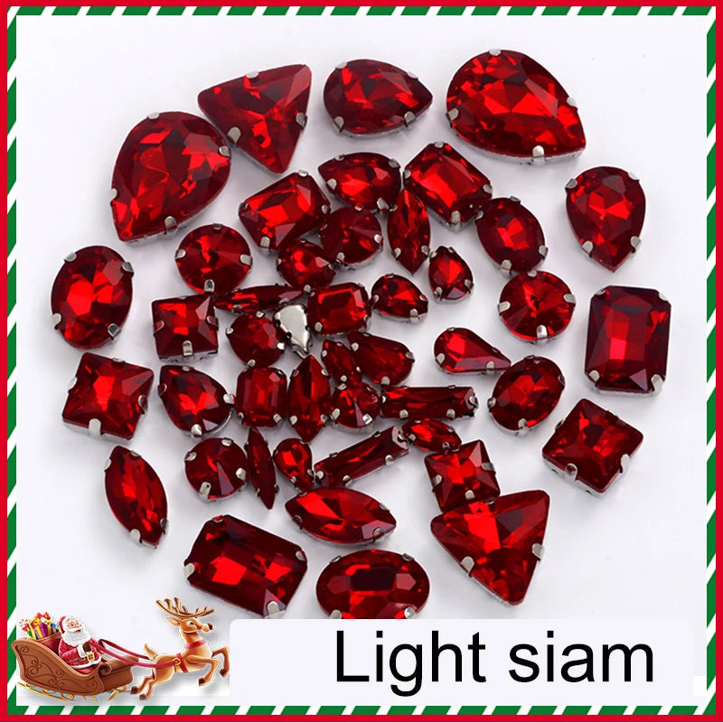 Acmore Crystal Christmas DIY Decoration Random Mixed Shapes Rhinestone With White k Stainless Steel Claw Setting Garment Accessories