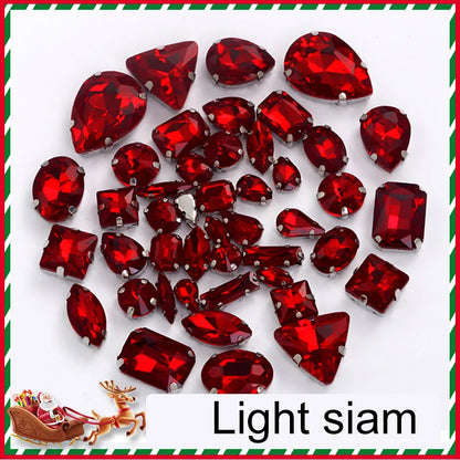 Acmore Crystal Christmas DIY Decoration Random Mixed Shapes Rhinestone With White k Stainless Steel Claw Setting Garment Accessories